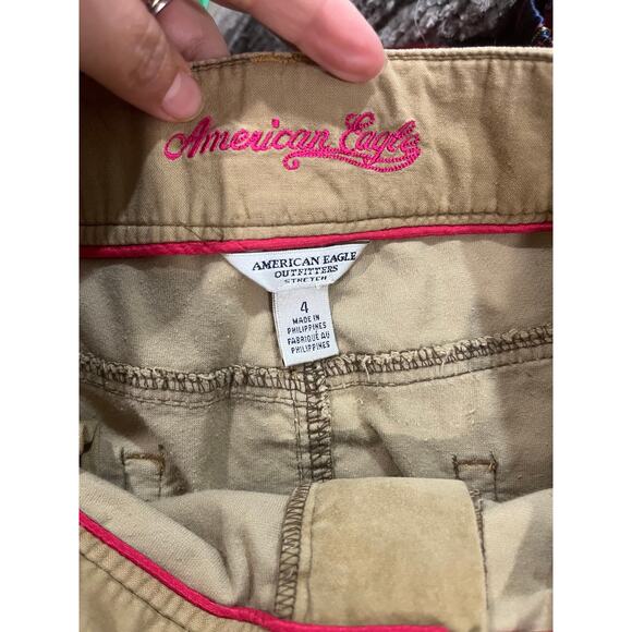 Vintage American Eagle Y2K Velour Mini Skirt Size 4 Tan with Belt - Picture 5 of 7